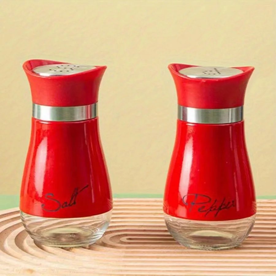 Stainless Steel and Glass Seasoning Bottle Set 1Set/2pcs Perfect for Barbecue Pepper Salt and More Kitchen Supplies