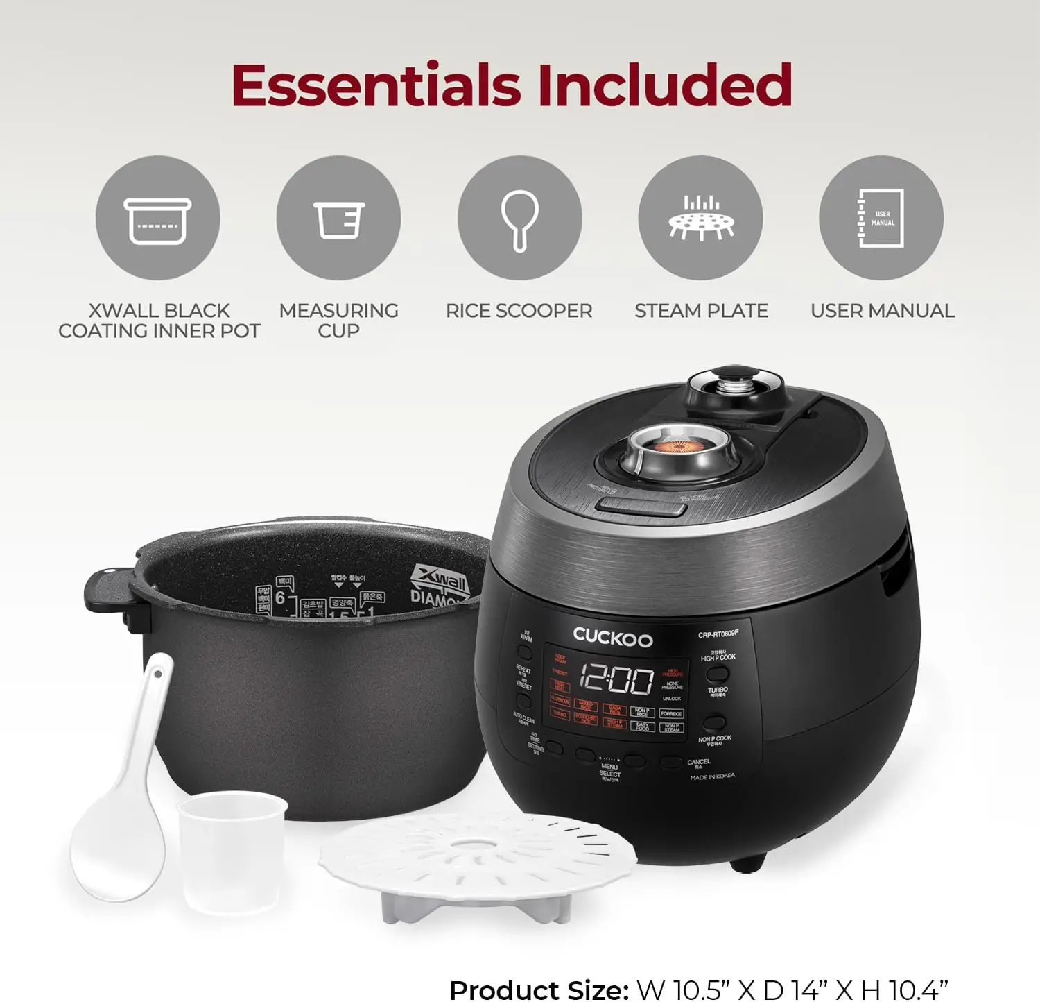 6-Cup (Uncooked) / 12-Cup (Cooked) Twin Pressure Rice Cooker & Warmer with Nonstick Inner Pot, 14 Menu Options 2