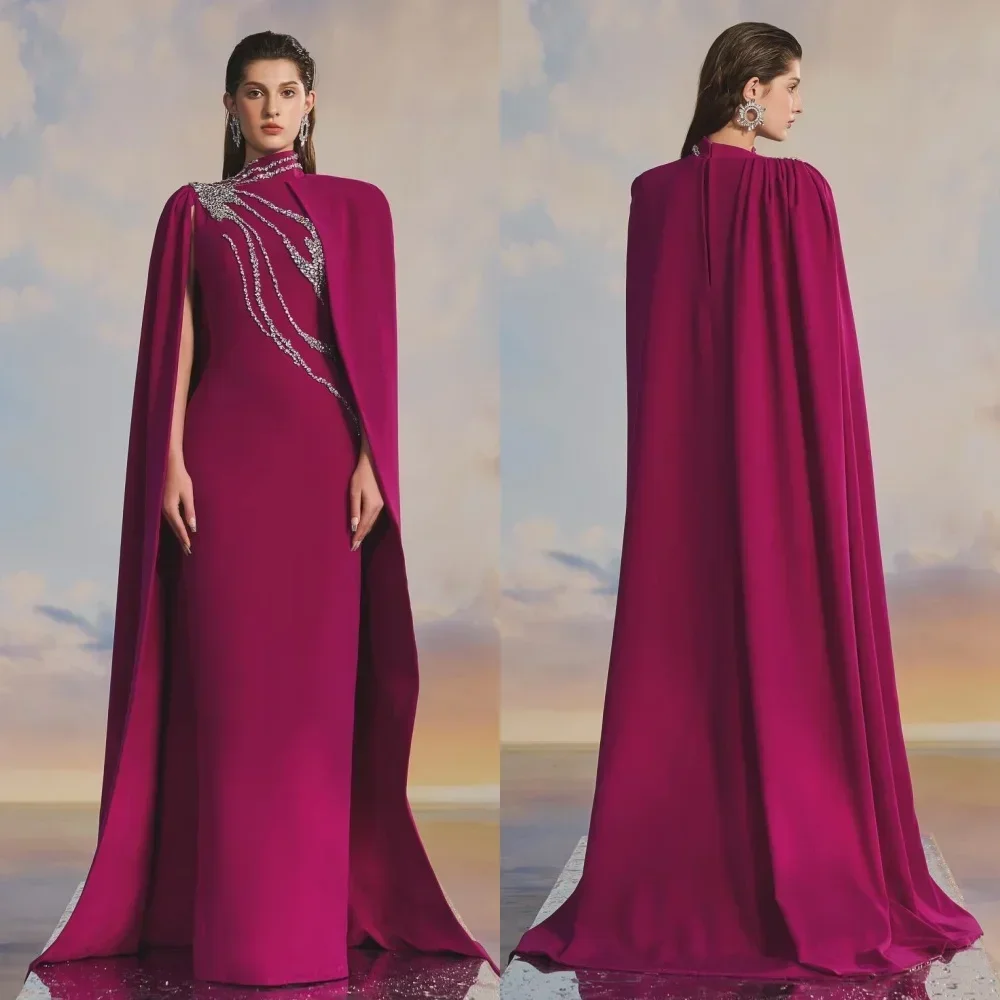 Fashion Jersey Sequined Pleat A-line High Collar Midi Dresses Cocktail Dresses Classic Exquisite Modern Style Chines evening dresses,cocktail dress