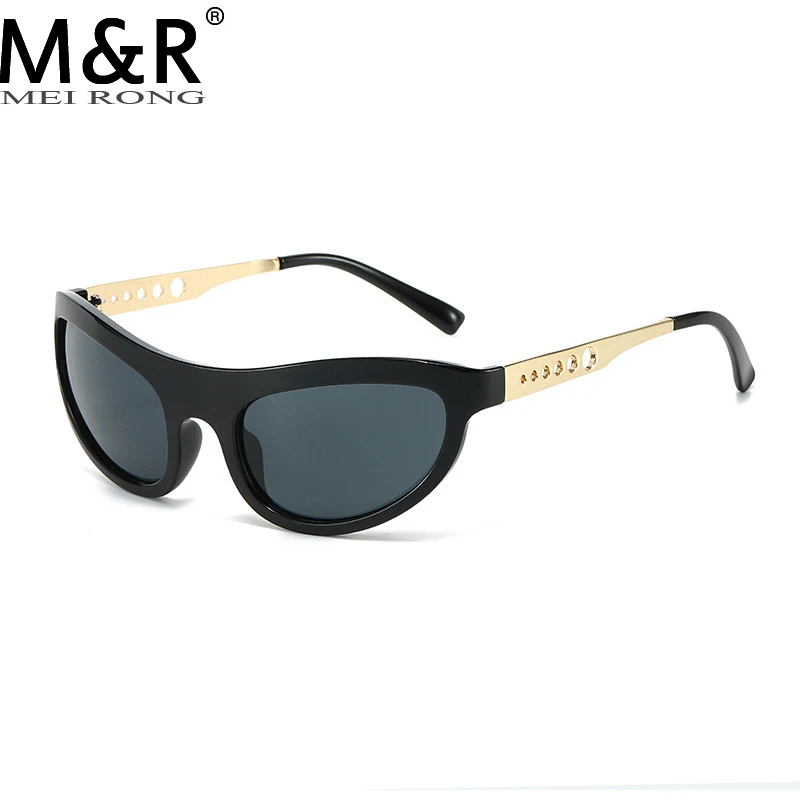 

2023 New Women's Cat Eye Sunglasses Fashion Versatile Metal Hollow Out Eyeglasses Frame Outdoor Tourism Sun Protection Glasses