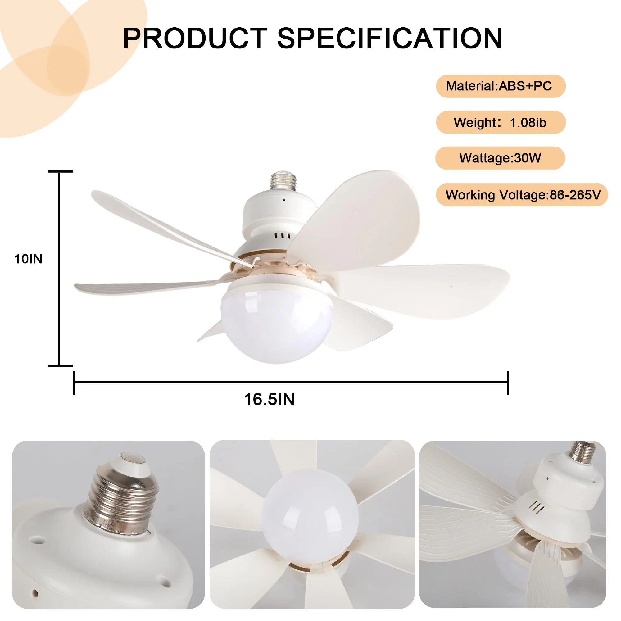 LED Ceiling Fan Light Bedroom Living Room Flower Colorful Six Blade Rotating White Lights Led Lustre 4