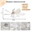 LED Ceiling Fan Light Bedroom Living Room Flower Colorful Six Blade Rotating White Lights Led Lustre 4
