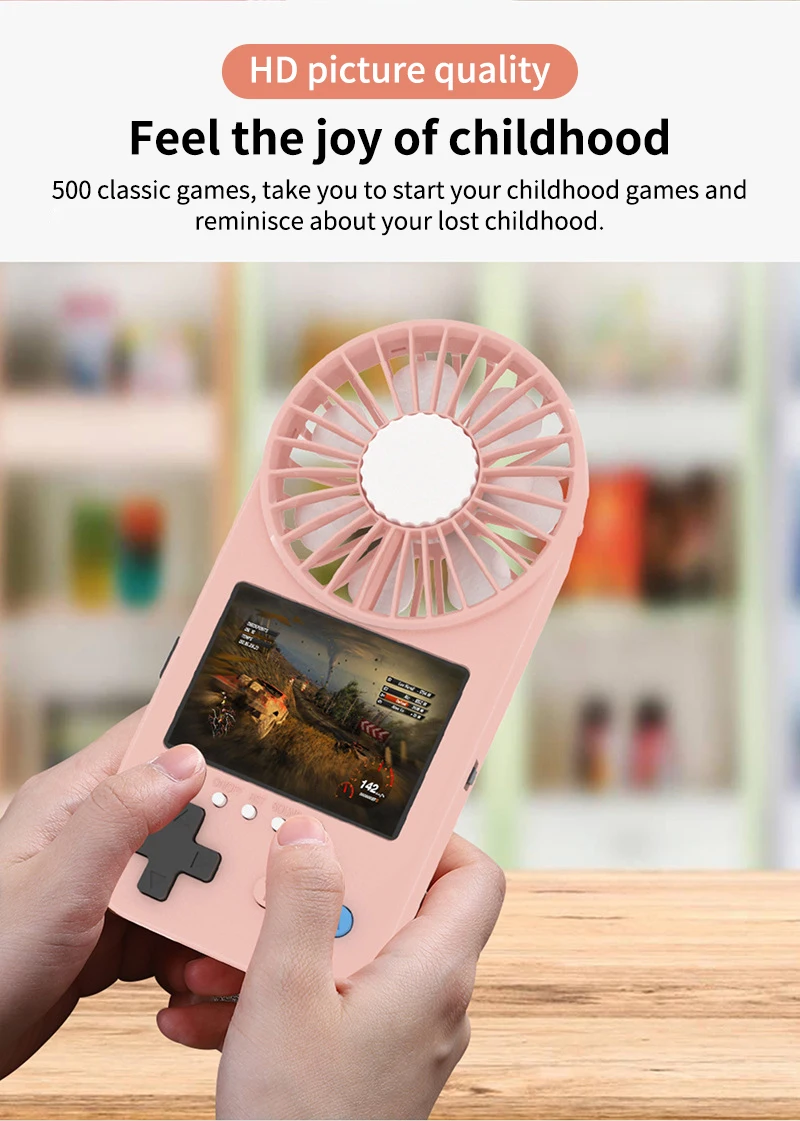 Retro Portable Mini Handheld Video Game Console 500 In 1 Game Classic Game Player With Aromatherapy Fan for Kids Gift