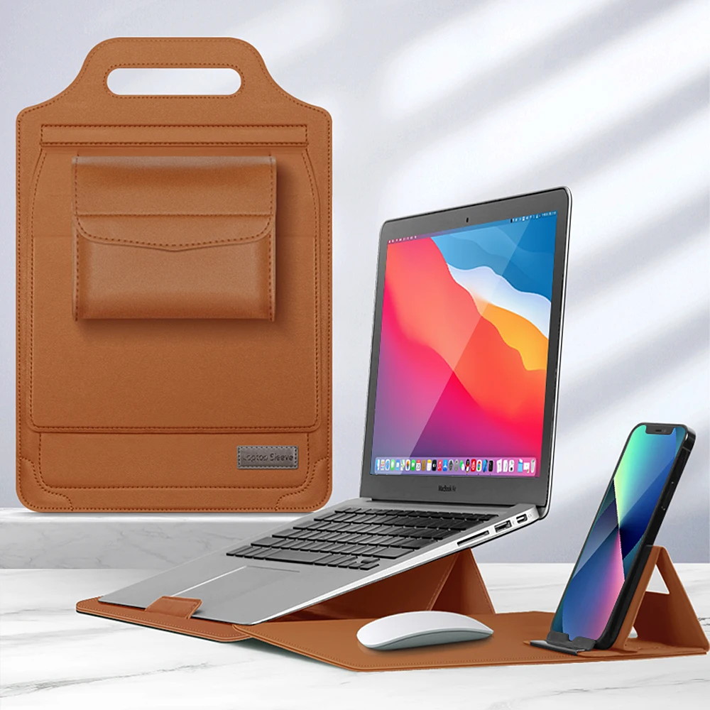 Leather Laptop Sleeve Bolsa Case para Macbook Air Pro Capa de Notebook Huawei Dell hp Asus 12 13 14 15 15.4 15.6 pu