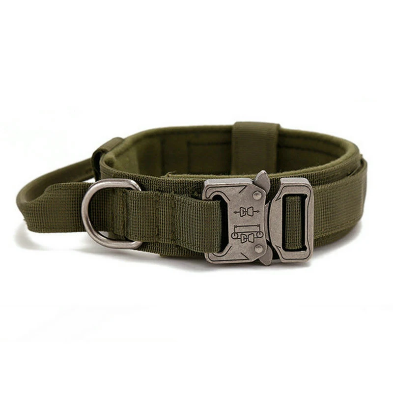 thumbnail image 1 of Collar táctico militar para perros con asa de control, collar de nailon ajustable para perros medianos y grandes, entrenamiento para caminar de pastor alemán., 1 of 6