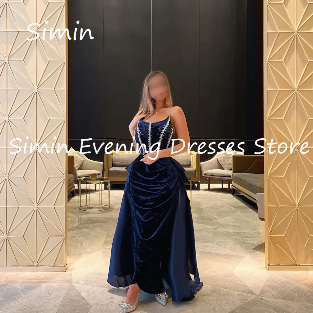 

Simin Velour A-line Strapless Ruffle Formal Luxury Prom Gown Ankle-length Evening Elegant Pretty Party dresses for women 2023