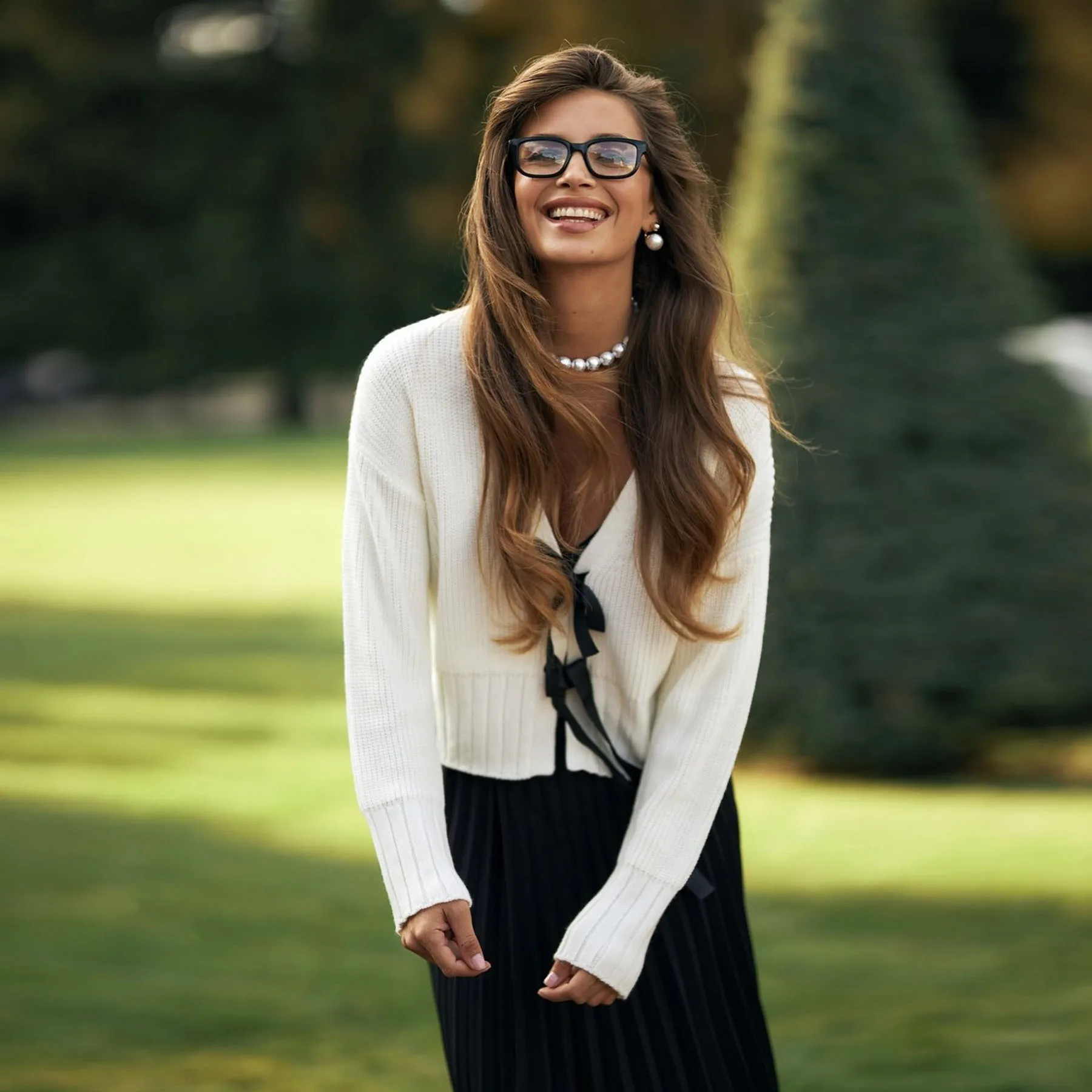 Autumn Knit Sweater Cardigan For Women Tee Bow Fashion Hollow Out Ribbed Patchwork Lace-Up Top Female Knitwear Cardigan