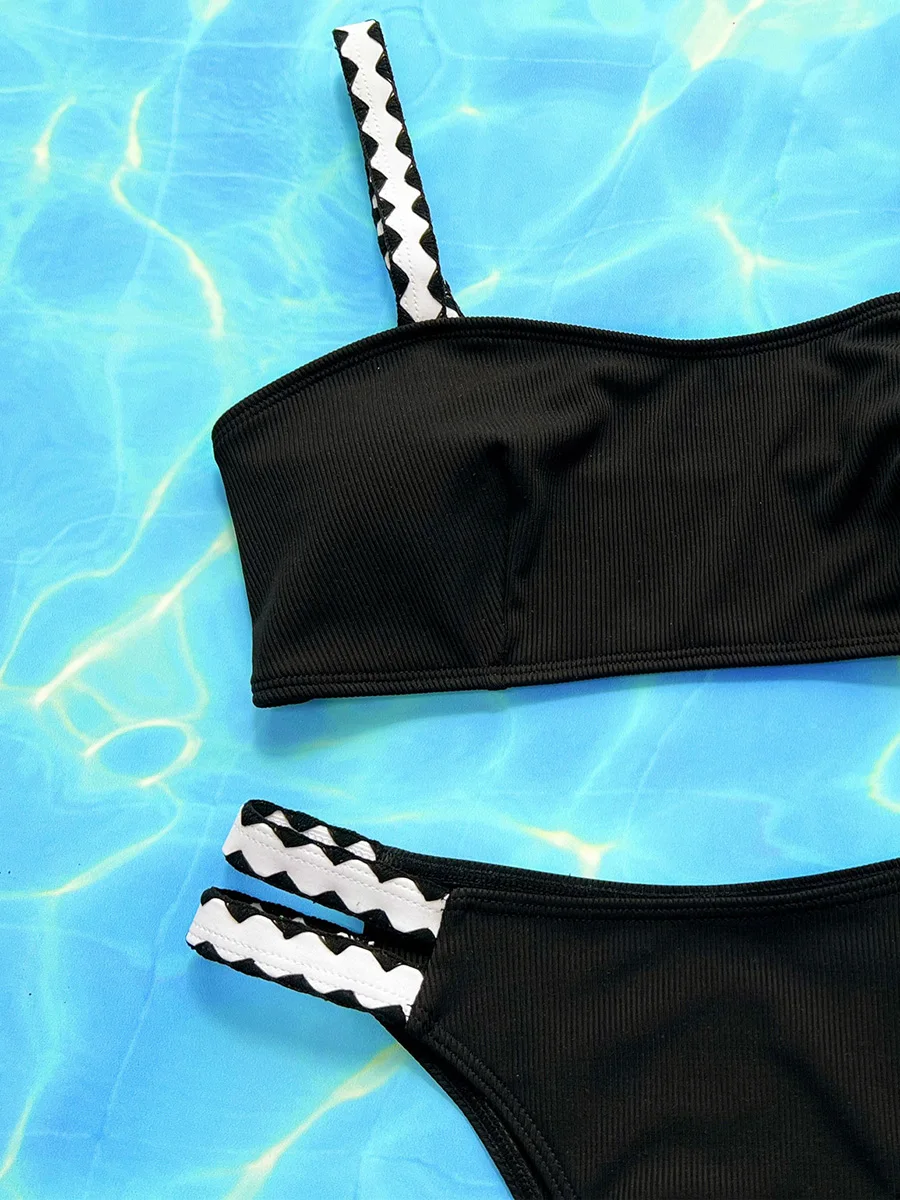 2024 Sexy Splicing Ribbed Brazilian Bikini Women Swimwear Female Swimsuit Two-pieces Bikini set Bather Bathing Suit Swim Lady