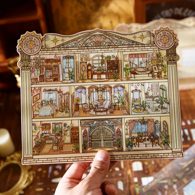 유럽풍 빈티지 미니어처 장면 스티커, 학생, 문구 및 공예 애호가 필수품, 수집에 좋습니다
