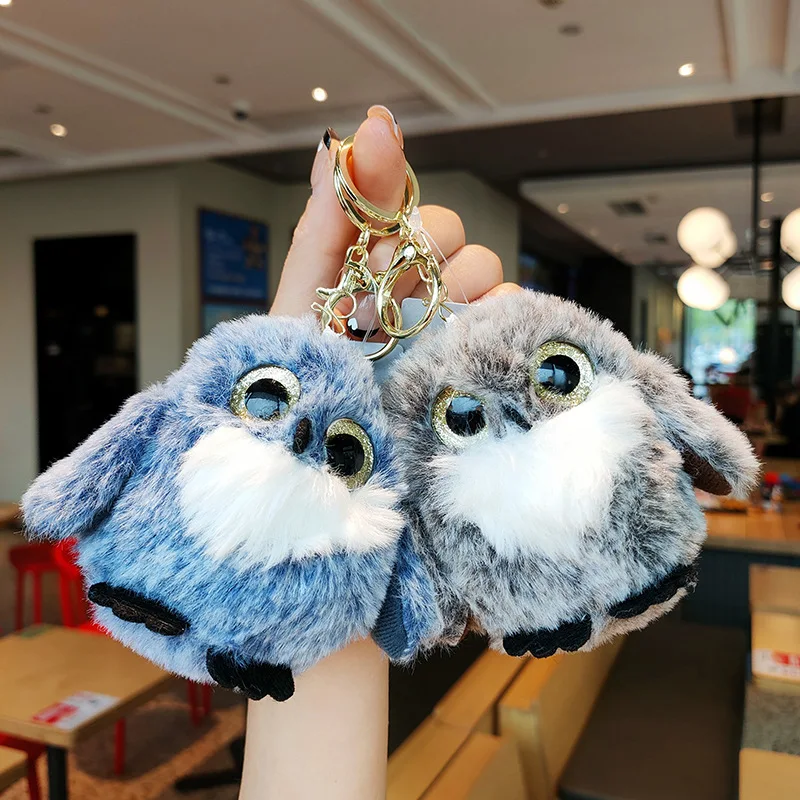 

Kawaii Pompom Fur Ball Owl Keychain Women Handbag Wallet Charms Cute Animal Plush Pendant With Keyring Backpack Ornaments Gifts