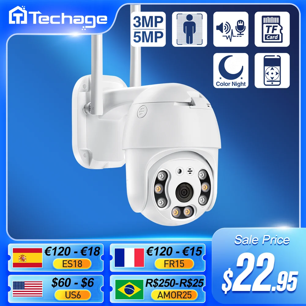 Techage Wifi Ip Camera 5mp Ptz Speed Dome 1080p 3mp Outdoor Wireless Ai
