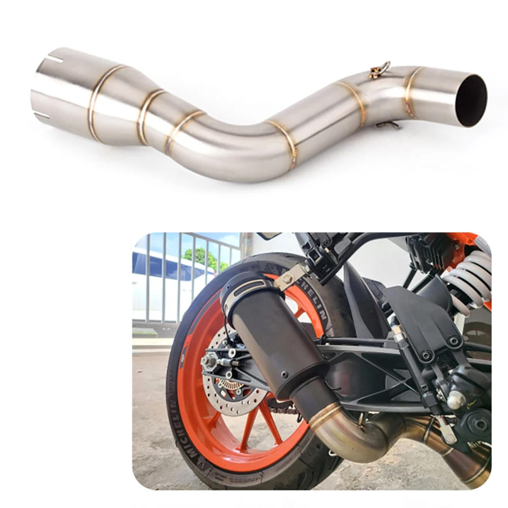 

For RC200 2021-2022 DUK 200 Motorcycle Exhaust Round Muffler Slip-On System Middle Link Pipe Pit Bike Elbow Racing Modified