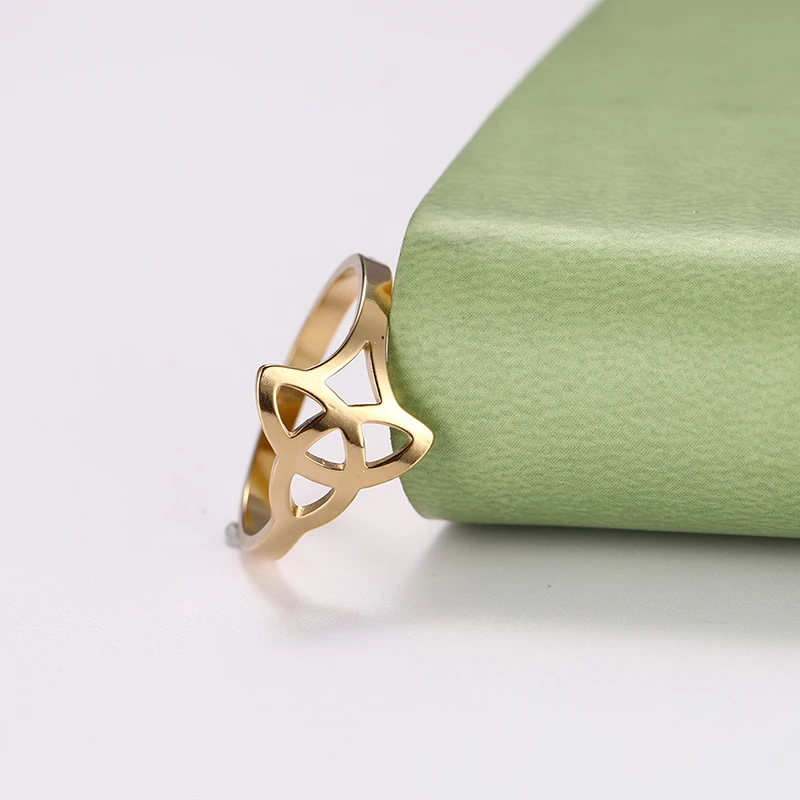 Kkjoy Edelstahlring für Frauen, keltische hohle Fingerringe, Krone, Lotus, Hexerei, Amulett, Pentagramm, Schmuckgeschenk – Detail 7