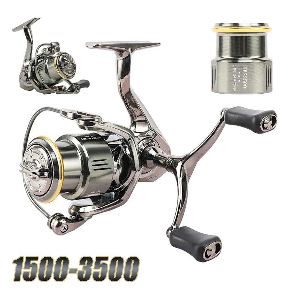 

Fishing Reel HES1500-3000 Series Spinning Reel 6KG Max Drag 13+1 Bearing 5.2:1 Ratio Shallow Spool for Carp Freshwater Saltwater