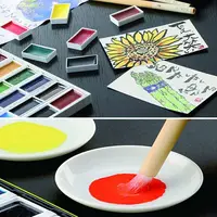 Japan Kuretake GANSAI TAMB Watercolor Paint Set 12/24/36/48 Color Professional for Artists Painting Watercolor Brush Drawing 4