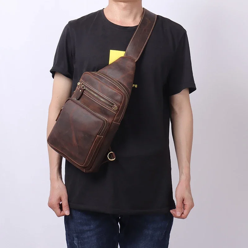 Genuine Leather Chest Bag for Men