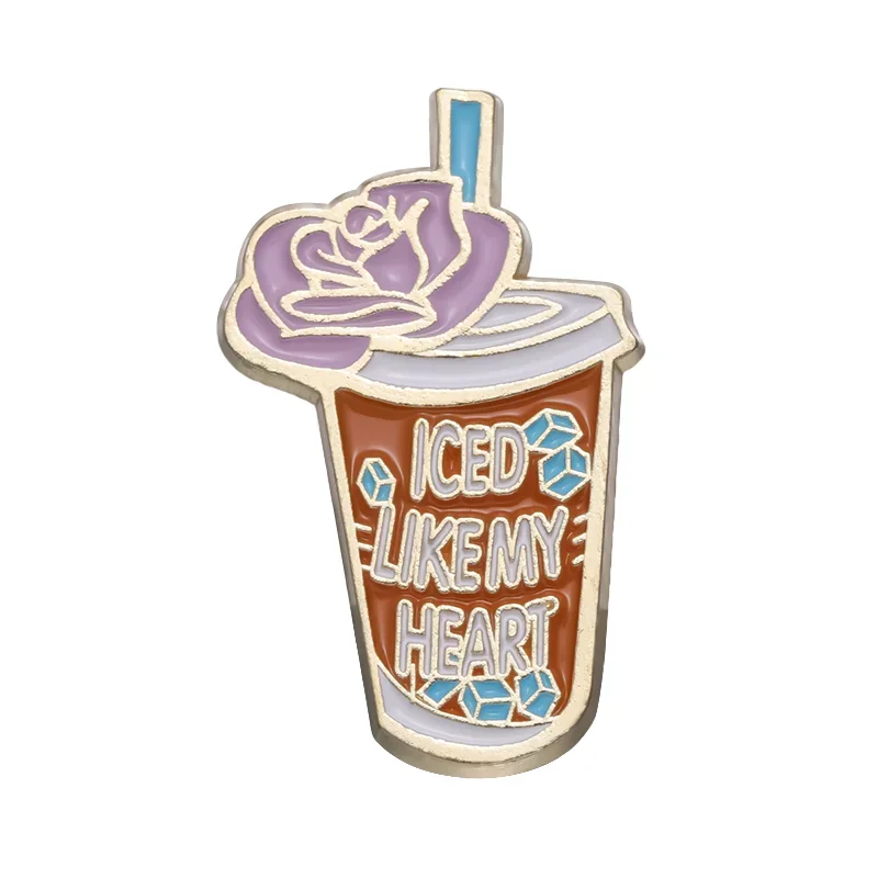 thumbnail image 1 of Pin esmaltado con forma de café helado y jugo de verano, citas divertidas de hielo americano, broche, solapas para ropa, accesorio, insignia, joyería, regalo al por mayor, 1 of 5