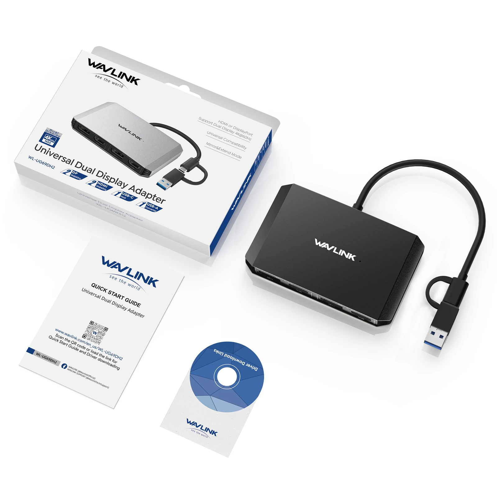 WAVLINK USB 3.1/USB C - シングル/デュアル HDMI アダプター