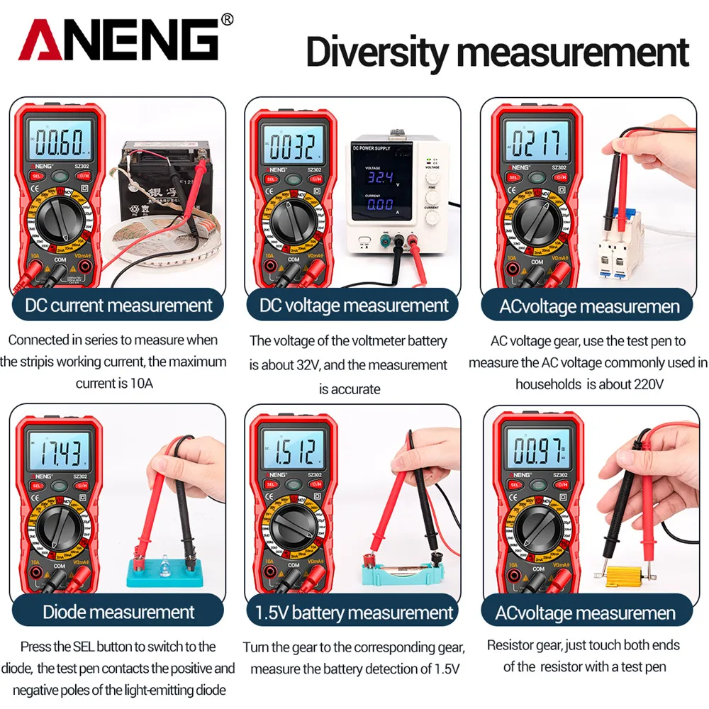 ANENG SZ302 SZ301  Ʈ  Ƽ , LED  AC DC  ׽ 220V NCV   ׽