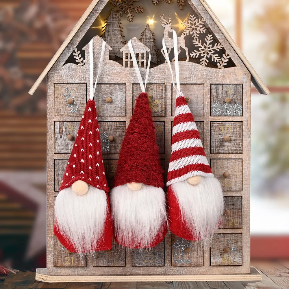 Christmas Decorations 3Pcs/lot Gnome Elf Doll Pendant for Home Xmas Tree Ornament