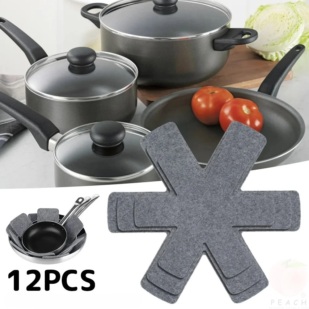 Pot protector pads 12Pcs pot and pan protectors non-woven 3 sizes pans separator pads for protecting cookware