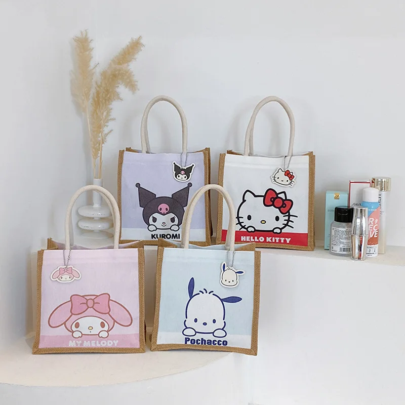 

Симпатичная мультяшная косметичка Sanrio Kuromi Melody полачко Hello Kitty, тканевая вместительная сумка-тоут, портативная фотосумка