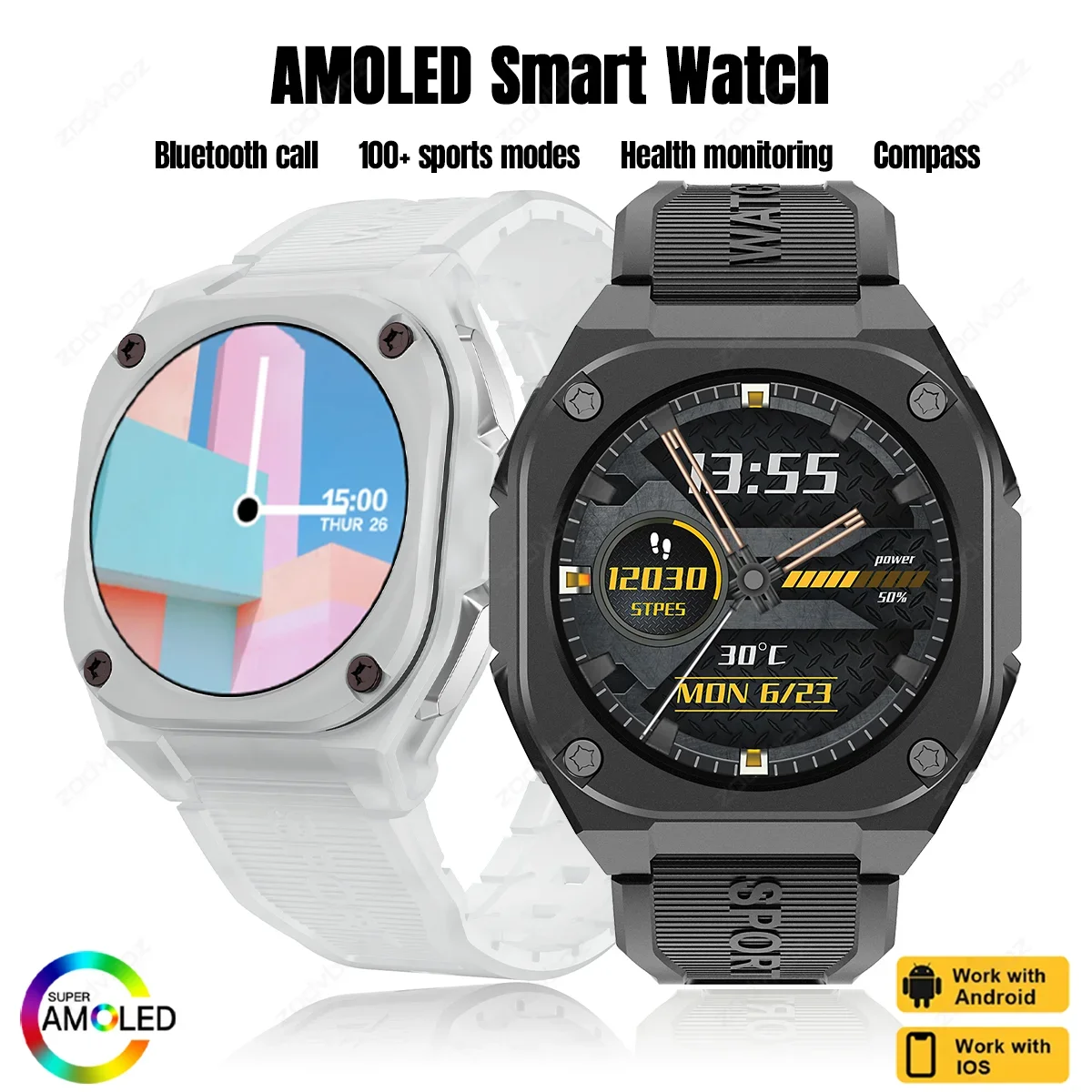 

2024 New Smart Watch Men AMOLED HD Screen Voice Calling Compass Sport Watches Women IP68 Waterproof Smartwatch For Huawei Xiaomi