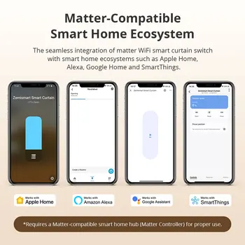 Zemismart Matter Over WiFi Smart Curtain Switch US Type with Touch Panel Works with Tuya Homekit Google Home Alexa SmartThings 2