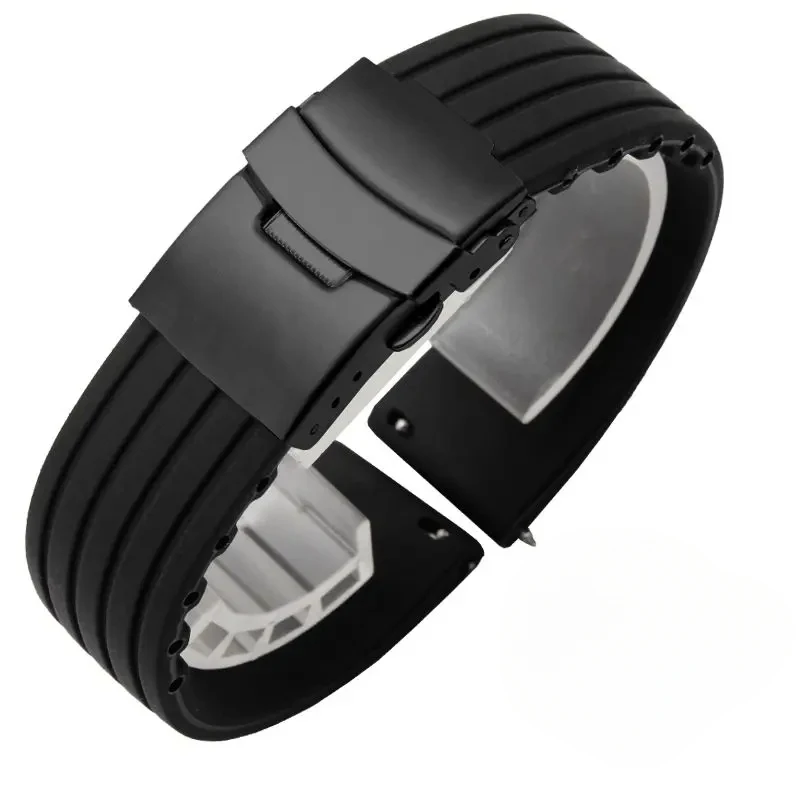 Premium Rubber Silicone Sport Strap - Quick Release Adjustable Watchband Bracelet