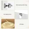4 Doors Armoire Wardrobe Closet with Mirror, LED Armoire, Wooden Armoire Storage Cabinet with Hanging Rod,White 5
