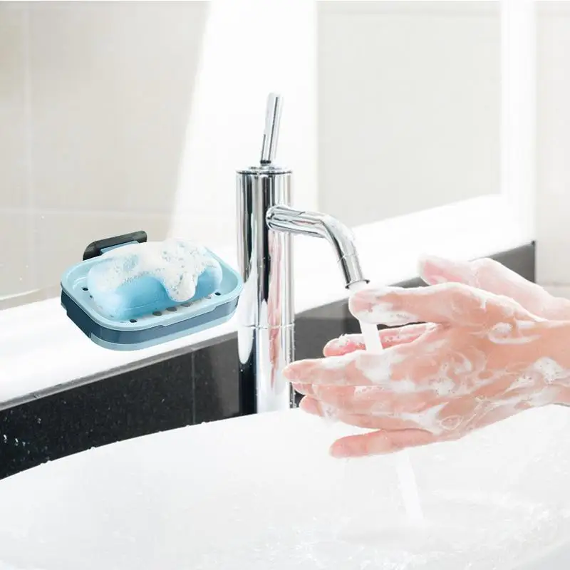 Bathroom Soap Holder Wall Mount Wall Mounted Draining Soap Saver For Bathroom Tile Soap Dish Soap Self-Adhesive Bathroom 4