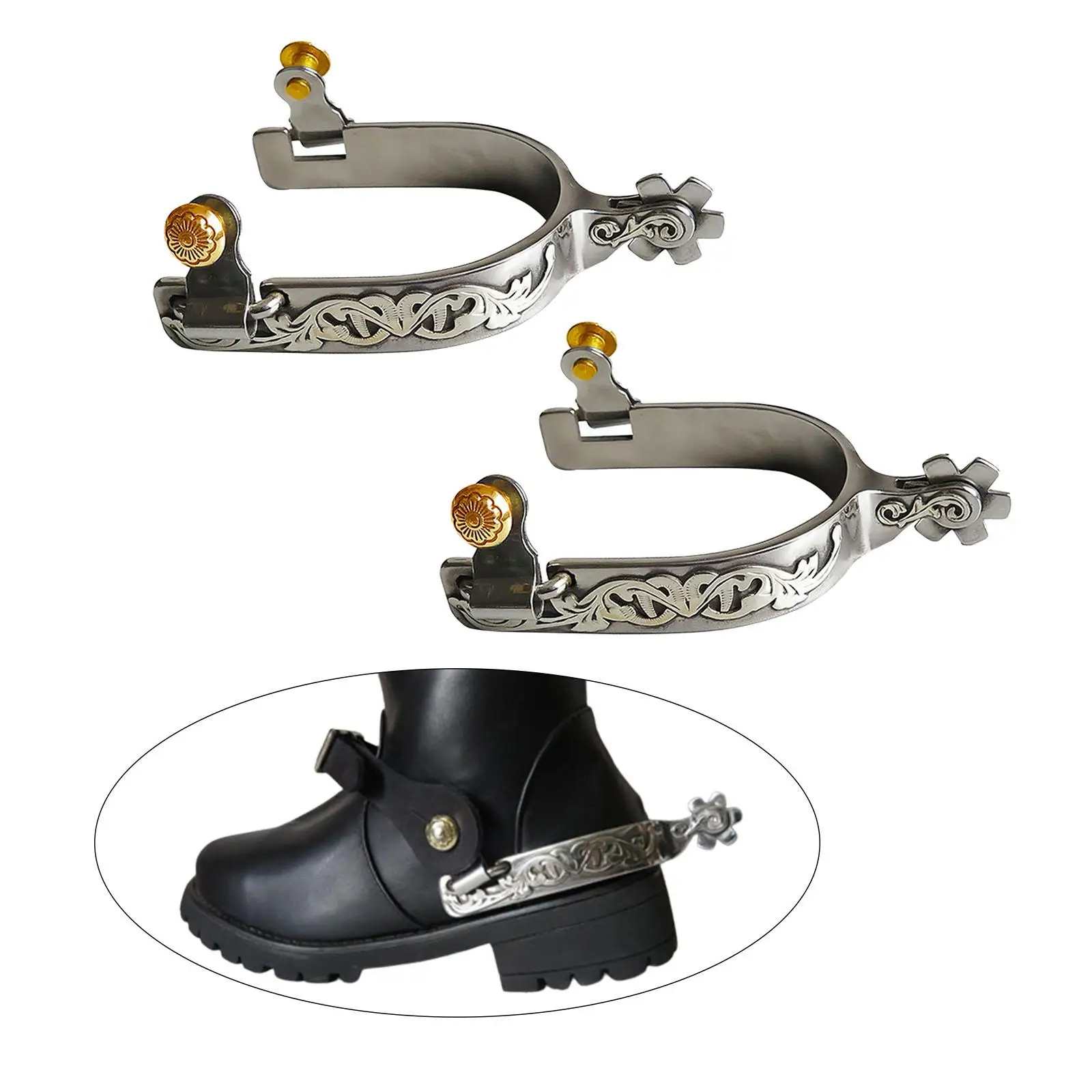 2 Pieces Horse Spurs Cowboy Spurs for Competition Training Riding Equestrian 2 Pieces Horse Spurs Cowboy Spurs for Competition Training Riding Equestrian