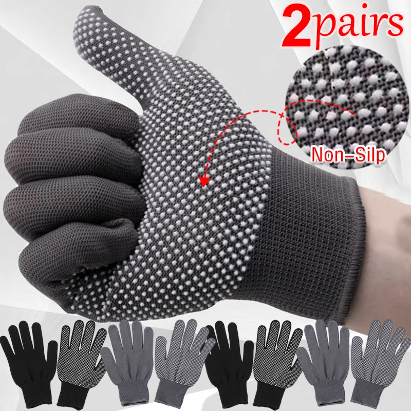 

1/2Pairs Non-Slip Nylon Working Gloves Thin Wear-Resistant Site Anti-Fouling Hands Protective Glove Riding Touchscreen Mittens