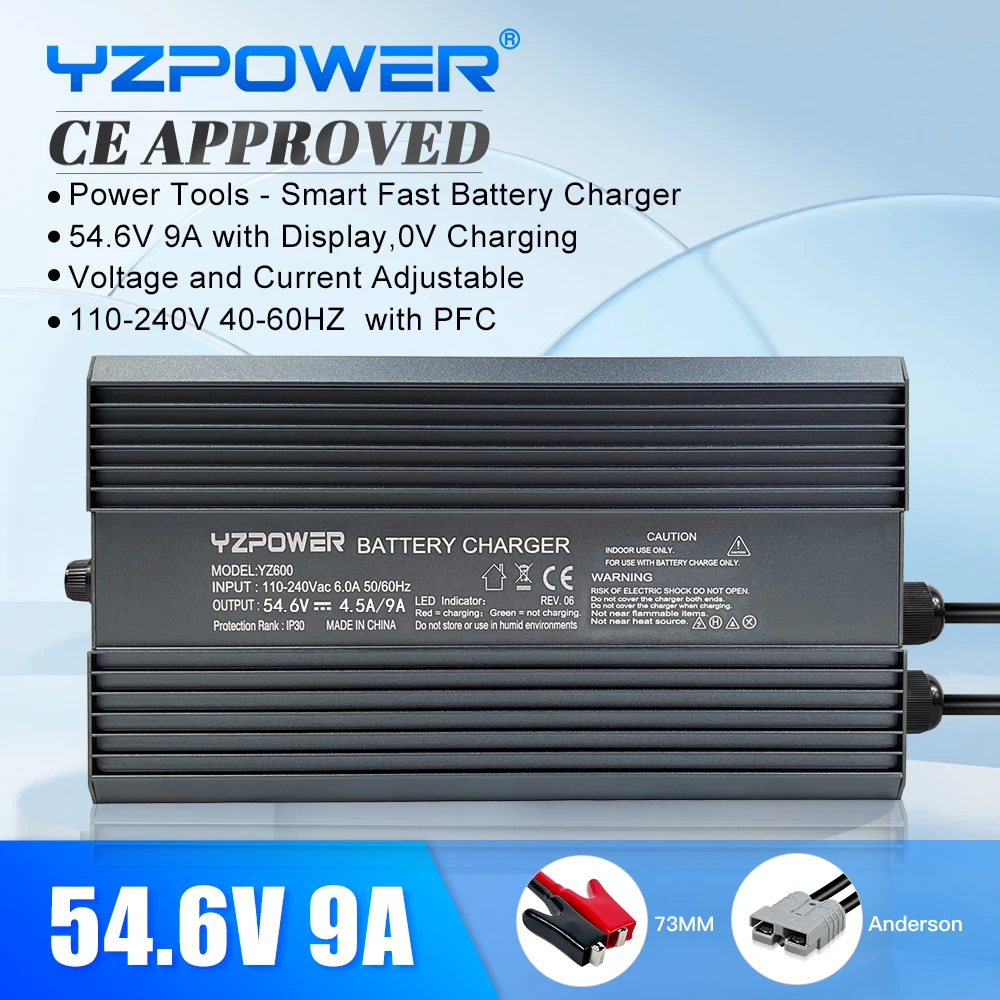 

YZPOWER 54.6V 9A Battery Charger For 13S 48V Universal E-bike E-tool High Quality With Cooling Fans Support Dual Voltage