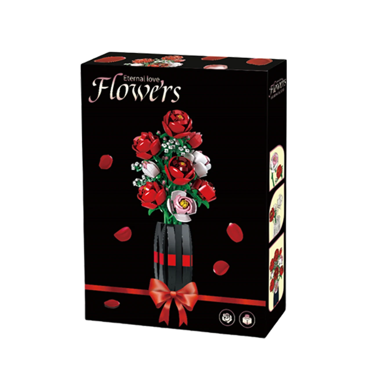 Rose Flowers Bouquet Building Set (860 PCS)-Artificial Flowers with Vase Home Decor Roses Flower Toys Building Set