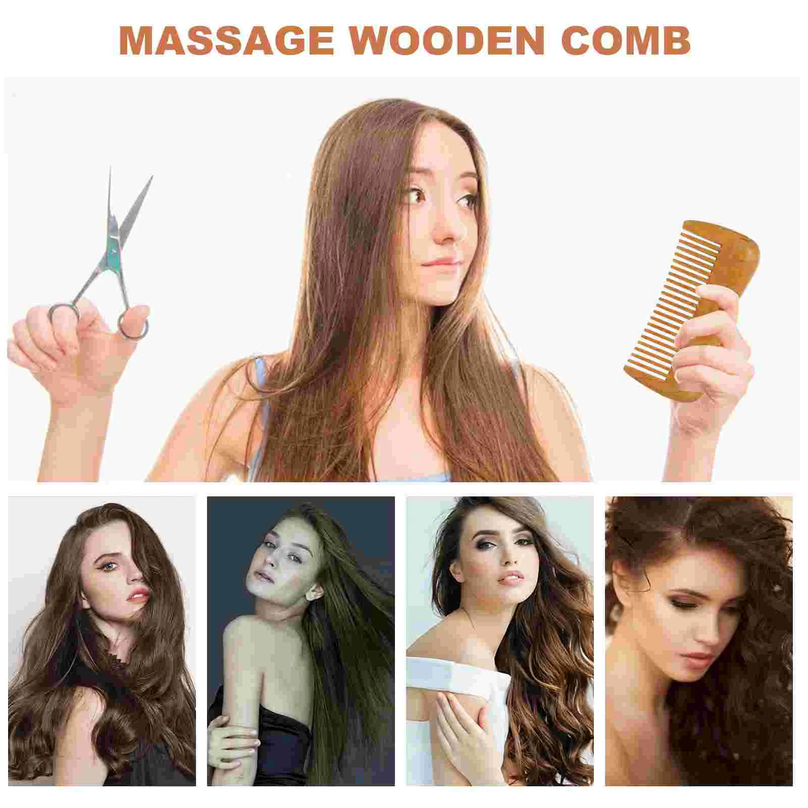 Massage Comb for Home Multi-purpose Natural Wooden Boxwood Girl Hair Styling Miss 5