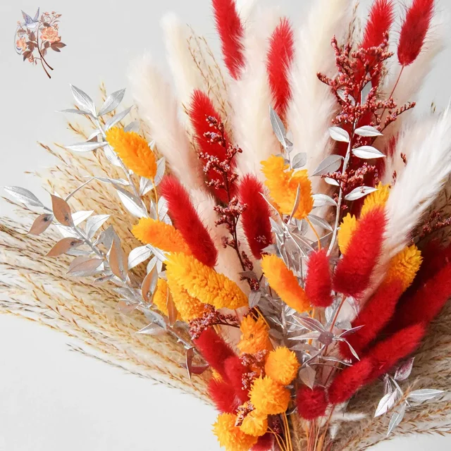 Natural Dried Pampas Bunny Rabbit Tail Grass Christmas Bouquet