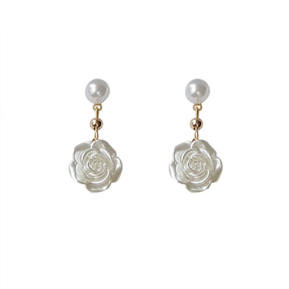 

KOSE Fashion Camellia Women's Earrings 925 Silver Needle Handmade Design Pearl Flower Earrings Women's Sweet Stud Earrings