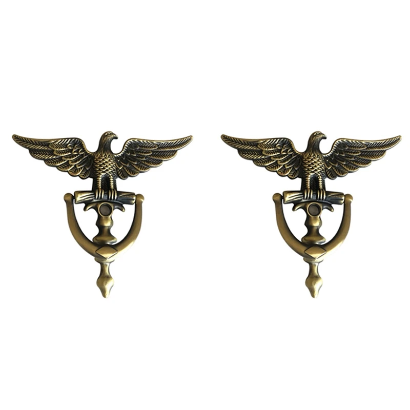 

HOT! 2X Antique Door Knocker Eagle Head Door Knocker For Front Door Home Decor Ring Furniture Handle Hardware Knocker