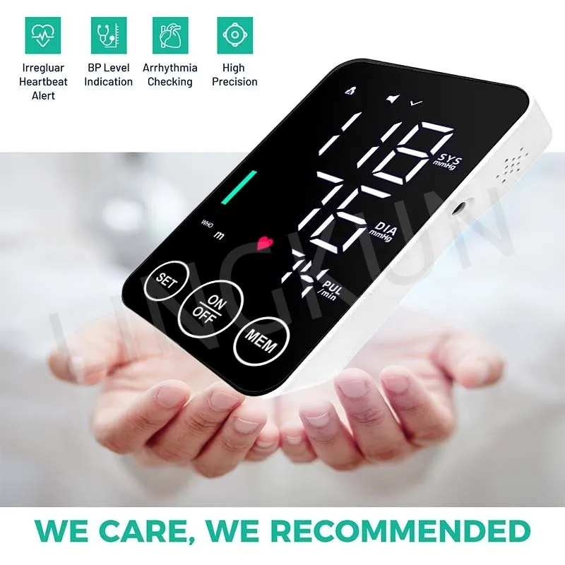 Voice Tonometer Portable LED Upper Arm Bp Machine Home Monitor Blood Pressure Meter Cuff Digital Home Use Health Care