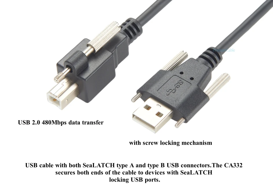 USB-A-auf-USB-B-Verlängerungskabel mit Schraubverschluss für Panelmontage, USB-Kabel für Maschinenvision, Industriekameras, SPS und eingebettete Geräte – Detail 3