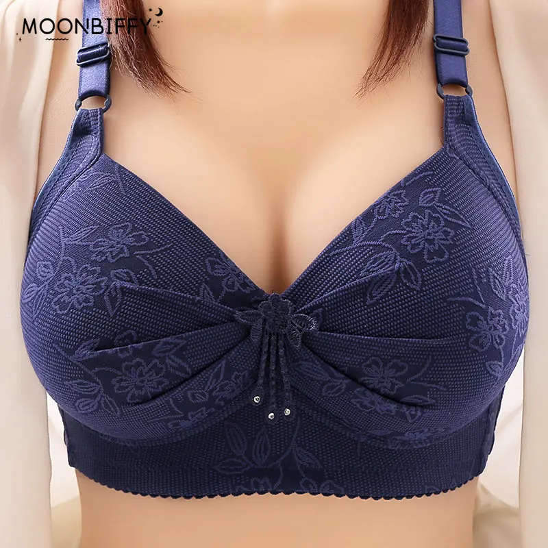 

36-44 BC Large Size Bras Women Sexy Push Up Brassiere Wireless Bralette Tops Big Breast Seamless Mother Middle Aged Underwear