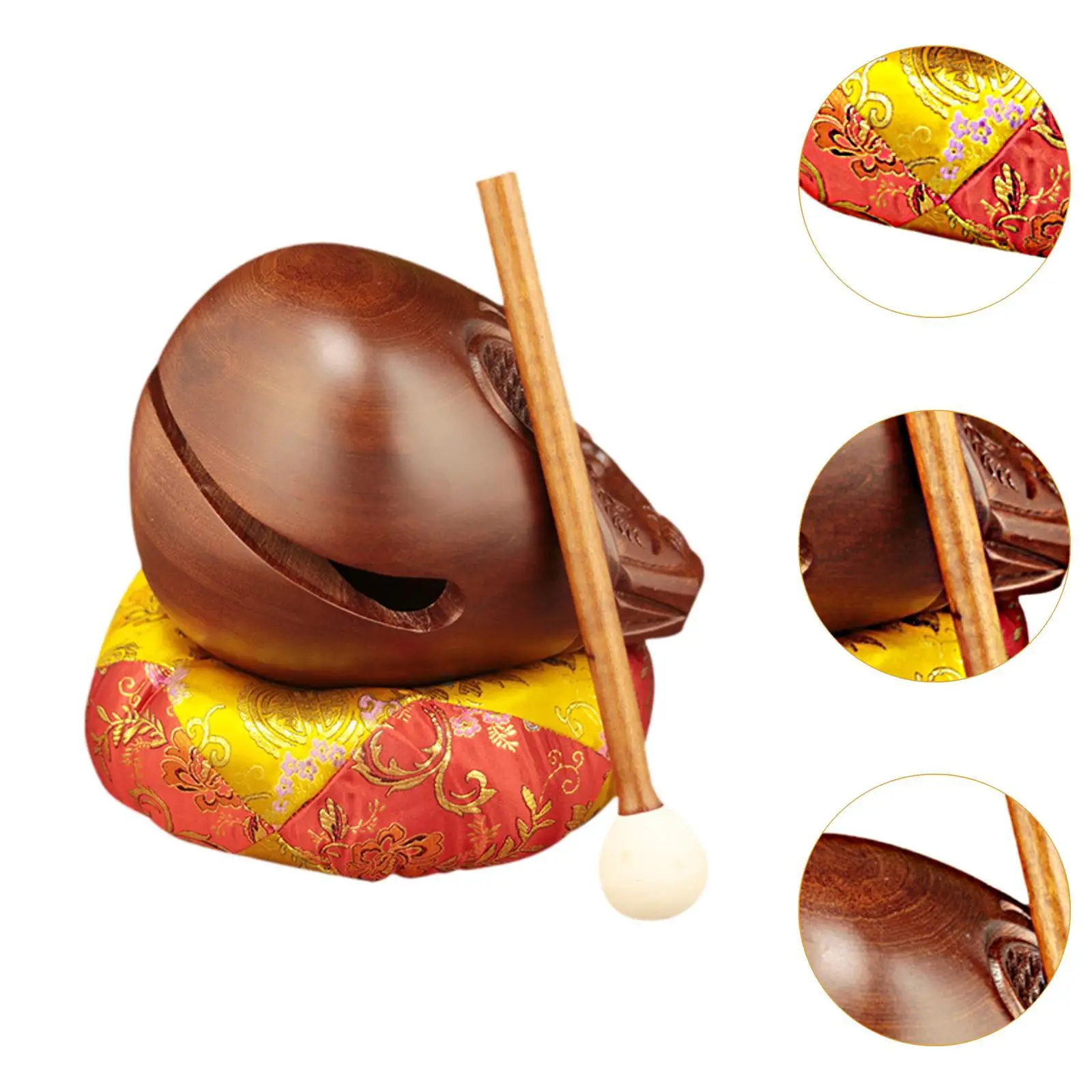 말렛과 매트가 있는 모쿠교, 나무 물고기 발삼 나무 사원 블록, 선 드럼 명상 타악기