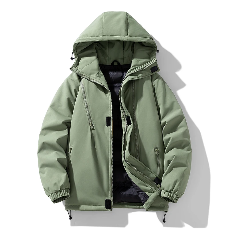 Men's Winter Jacket Outdoor Hooded Big Zip-up Windbreaker Waterproof Outerwear Hiking Thick Warm Padded Jackets Brand Parkas