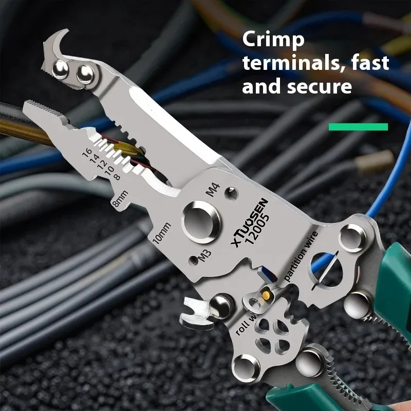 Multi functional foldable electrician specific wire cutting pliers wiring and pulling pliers wire splitting and pressing plier wire cutting pliers