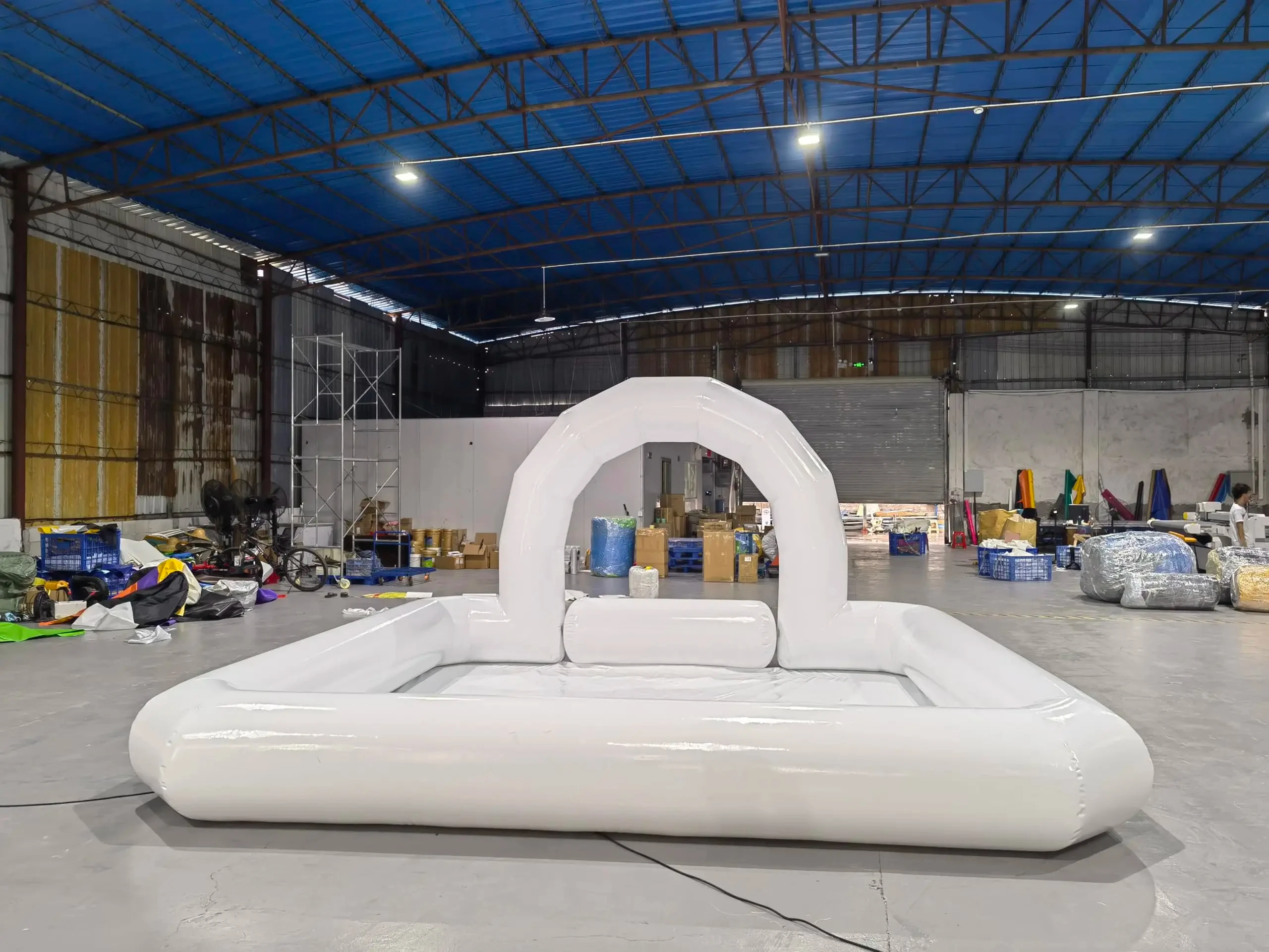 Custom White PVC Amusement Park Inflatable Bumper Car Track  Inflatable Race Track Pipe For Kids Bumper Cars 6