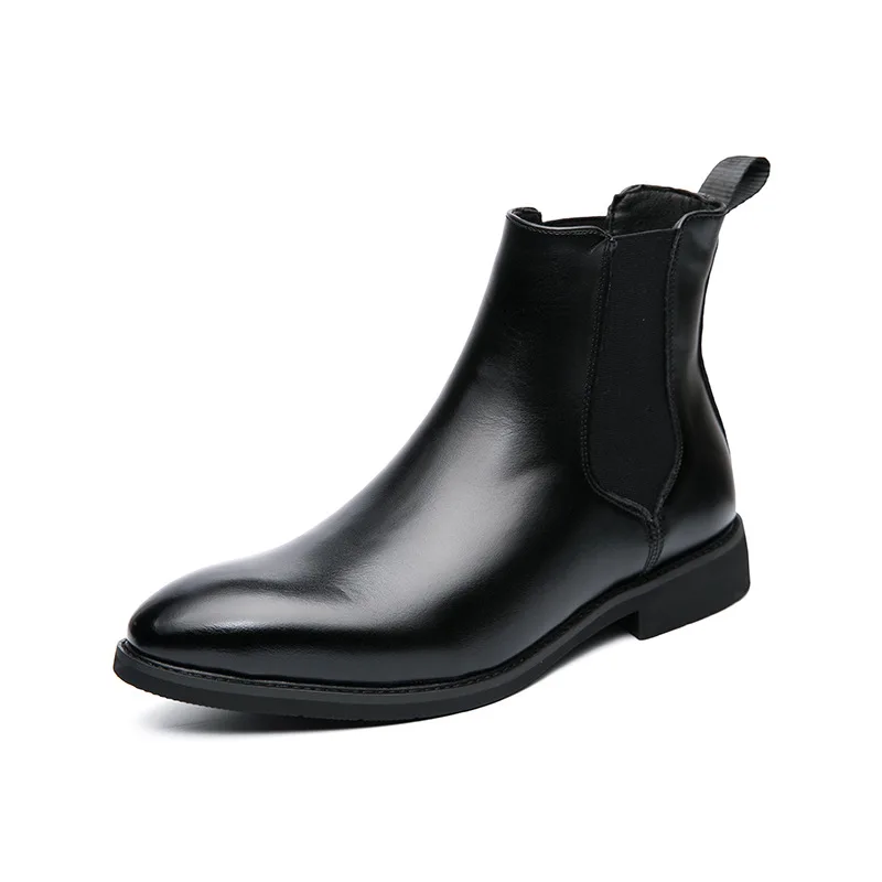 Brand Leather Men Chelsea Boots Designer Italy Dress Boots Men Fashion Casual Business Ankle Dress Man Shoes Large Size