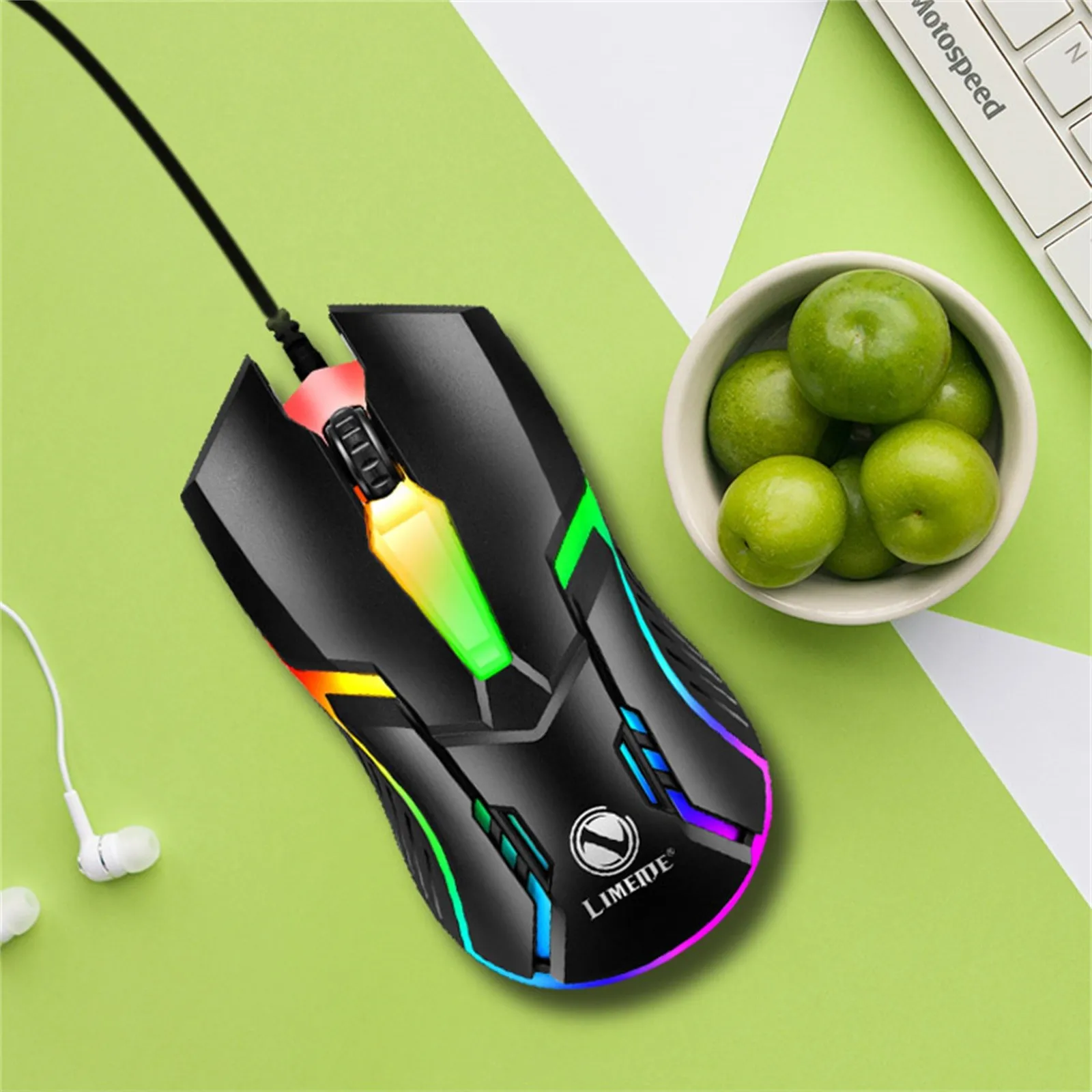 pc gaming mouse Wired Backlit USB Mouse Competitive Gaming Mouse Notebook Office Luminous Mouse ABS Material 3 keys USB For Office School Tool white mouse pc