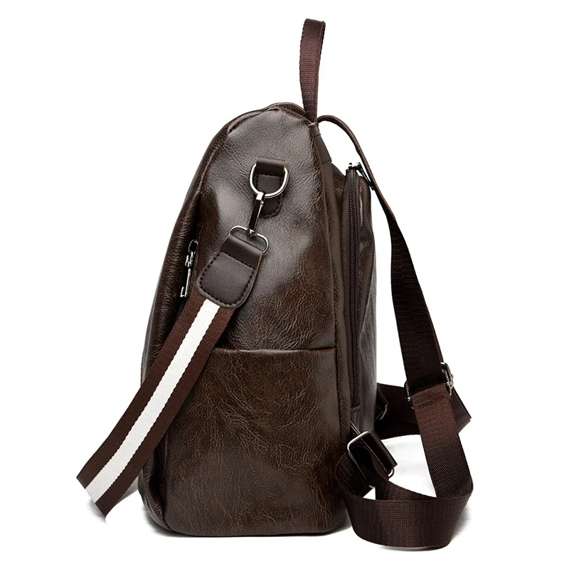 New Oil Leather Shoulder Bag Female Pu Soft Leather Backpack Anti-theft Multi-purpose Shoulder Bag