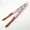 100% Kolinsky Sable Acrylic Nail Brush 1pcs Round Pink Kolinsky Hair Soft And Elastic  Nail Art Brush Wholesale 1
